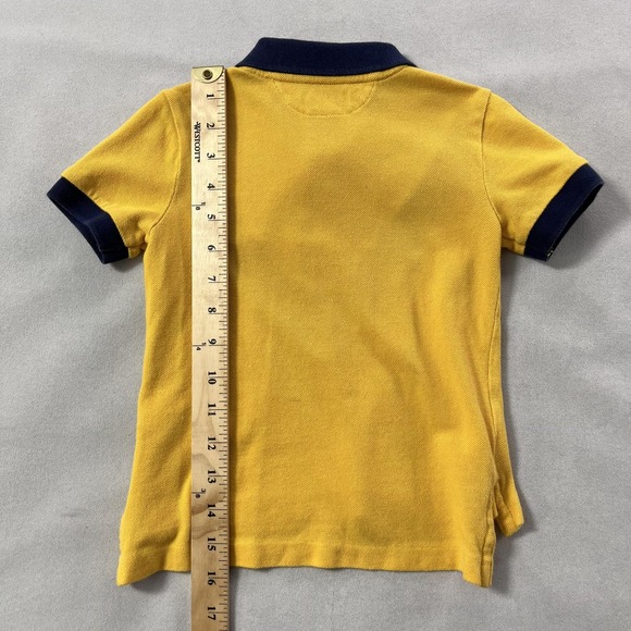 Polo Ralph Lauren Polo Shirt Boys 2T Toddler Yellow Navy Chevron Crest Rugby - Picture 9 of 11